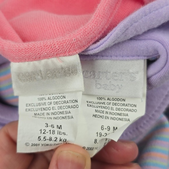 Vintage Carters Y2K Baby Girl Clothes John Lennon Pink Overalls Set Elephant 3-6 - Picture 5 of 5